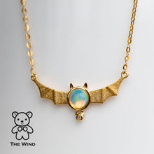 Load image into Gallery viewer, Bat Design Australian Solid Opal &amp; Diamond Necklace 18K Yellow Gold