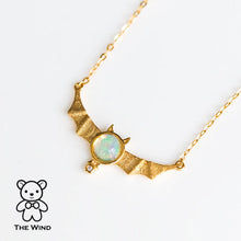Load image into Gallery viewer, Bat Design Australian Solid Opal &amp; Diamond Necklace 18K Yellow Gold