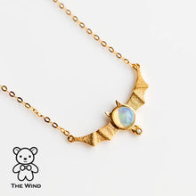 Load image into Gallery viewer, Bat Design Australian Solid Opal &amp; Diamond Necklace 18K Yellow Gold