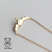 Load image into Gallery viewer, Bat Design Australian Solid Opal &amp; Diamond Necklace 18K Yellow Gold