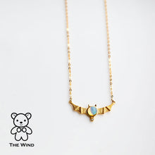 Load image into Gallery viewer, Bat Design Australian Solid Opal &amp; Diamond Necklace 18K Yellow Gold