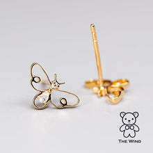 Load image into Gallery viewer, Adorable Bee Diamond Stud Earrings 18K Yellow Gold Stylish Earrings