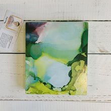 Load image into Gallery viewer, Alcohol Ink Swirls Wooden Block Sign | Abstract Desk Wall Decor Display | 6" x 7"