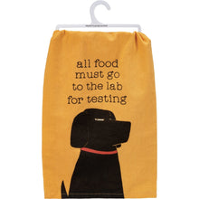 Load image into Gallery viewer, All Food Must Go To The Lab For Testing Dog Dish Cloth Towel | Black Lab, Labrador Retriever Pun