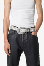 Load image into Gallery viewer, Allover Rhinestone Studded Belt - White