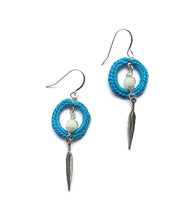 Load image into Gallery viewer, Amazonite Calm Earrings with feather