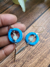 Load image into Gallery viewer, Amazonite Calm Earrings with feather