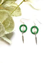 Load image into Gallery viewer, Amazonite Calm Earrings with feather