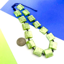 Load image into Gallery viewer, Lime Green Square Aura Glow Amelia Necklace *