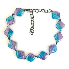 Load image into Gallery viewer, Caribbean Blue &amp; Purple Aura Glow Beaded Amelia Necklace