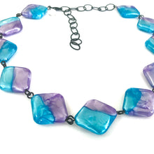 Load image into Gallery viewer, Caribbean Blue &amp; Purple Aura Glow Beaded Amelia Necklace