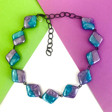 Load image into Gallery viewer, Caribbean Blue &amp; Purple Aura Glow Beaded Amelia Necklace