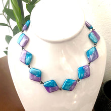 Load image into Gallery viewer, Caribbean Blue &amp; Purple Aura Glow Beaded Amelia Necklace