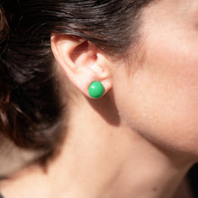 Load image into Gallery viewer, Apple Green Small Retro Button Stud Earrings