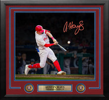 Load image into Gallery viewer, Austin Hays Blackout Swing Autographed Philadelphia Phillies 11" x 14" Framed Baseball Photo