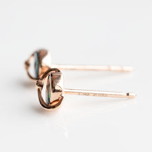 Load image into Gallery viewer, Earth Moon Design Australian Doublet Opal &amp; Diamond Stud Earrings 18K Rose Gold