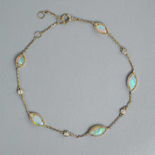 Load image into Gallery viewer, Beautiful Australian Solid Opal Diamond Bracelet in 18K Yellow Gold