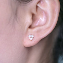 Load image into Gallery viewer, 14K Yellow Gold Australian Solid Opal Diamond Trio Stud Earrings