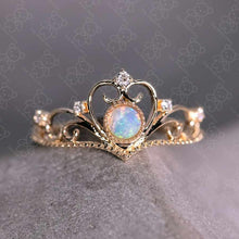 Load image into Gallery viewer, Royal Crown Design Opal &amp; Diamond Engagement Ring 14K Yellow Gold