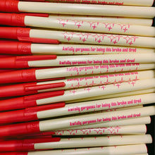 Load image into Gallery viewer, Awfully Gorgeous For Being This Broke And Tired Ballpoint Pen in Cream | Gen Z Aesthetic Blue Ink