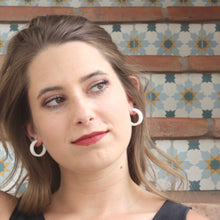 Load image into Gallery viewer, Black Matte Velvet Tapered Mini Marilyn Hoop Earrings
