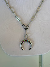 Load image into Gallery viewer, Rainbow Gem Crescent Charm Necklace