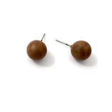 Load image into Gallery viewer, Terracotta Brown Marbled  Ball Stud Earrings