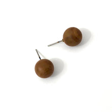 Load image into Gallery viewer, Terracotta Brown Marbled  Ball Stud Earrings