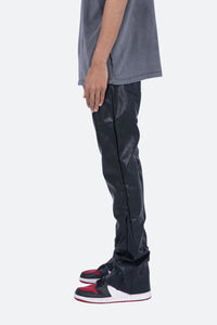 B169 Leather Flare Pants - Black