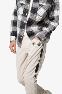 B374 Studded Flare Pants - White