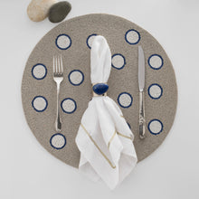 Load image into Gallery viewer, Gilt edge shell napkin rings, lapis lazuli, set of two