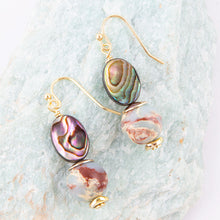 Load image into Gallery viewer, Baja Mint Jasper and Abalone Earrings