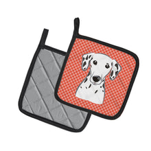 Load image into Gallery viewer, Red Checkered Dalmatian Pot Holders - Set of 2 - Heat-Resistant Kitchen Essentials BB1131PTHD