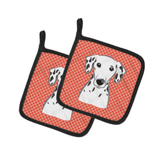 Load image into Gallery viewer, Red Checkered Dalmatian Pot Holders - Set of 2 - Heat-Resistant Kitchen Essentials BB1131PTHD