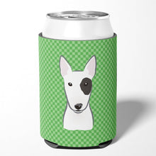 Load image into Gallery viewer, Green Checkered Bull Terrier Can or Bottle Hugger BB1132CC