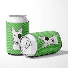 Load image into Gallery viewer, Green Checkered Bull Terrier Can or Bottle Hugger BB1132CC