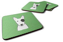 Load image into Gallery viewer, Green Checkered Bull Terrier Coasters - Set of 4 Lightweight Foam, Absorbent Drink CoastersBB1132FC