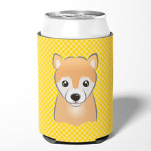 Load image into Gallery viewer, Yellow Checkered Shiba Inu Can or Bottle Hugger BB1133CC