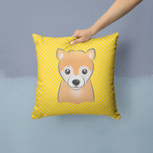 Load image into Gallery viewer, Yellow Checkered Shiba Inu Throw Pillow - 14x14 Decorative Pillow – Art for Your Home &amp; Patio BB1133PW1414