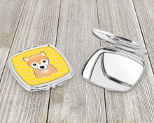 Load image into Gallery viewer, Yellow Checkered Shiba Inu Compact Mirror – Stylish Purse Mirror with Artistic Covers BB1133SCM