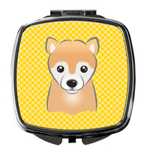Load image into Gallery viewer, Yellow Checkered Shiba Inu Compact Mirror – Stylish Purse Mirror with Artistic Covers BB1133SCM
