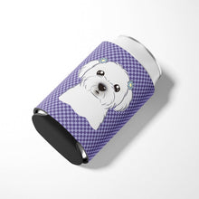 Load image into Gallery viewer, Purple Checkered Maltese Can or Bottle Hugger BB1134CC