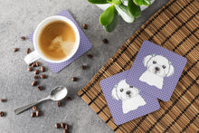 Load image into Gallery viewer, Purple Checkered Maltese Coasters - Set of 4 Lightweight Foam, Absorbent Drink Coasters BB1134FC