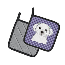 Load image into Gallery viewer, Purple Checkered Maltese Pot Holders - Set of 2 - Heat-Resistant Kitchen Essentials BB1134PTHD