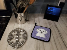 Load image into Gallery viewer, Purple Checkered Maltese Pot Holders - Set of 2 - Heat-Resistant Kitchen Essentials BB1134PTHD