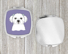 Load image into Gallery viewer, Purple Checkered Maltese Compact Mirror – Stylish Purse Mirror with Artistic Covers BB1134SCM