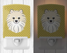 Load image into Gallery viewer, Tan Checkered Pomeranian Ceramic Night Light BB1135CNL