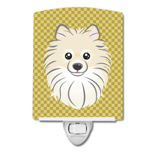 Load image into Gallery viewer, Tan Checkered Pomeranian Ceramic Night Light BB1135CNL
