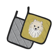 Load image into Gallery viewer, Tan Checkered Pomeranian Pot Holders - Set of 2 - Heat-Resistant Kitchen Essentials BB1135PTHD
