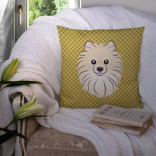 Load image into Gallery viewer, Tan Checkered Pomeranian Throw Pillow - 14x14 Decorative Pillow – Art for Your Home &amp; Patio BB1135PW1414